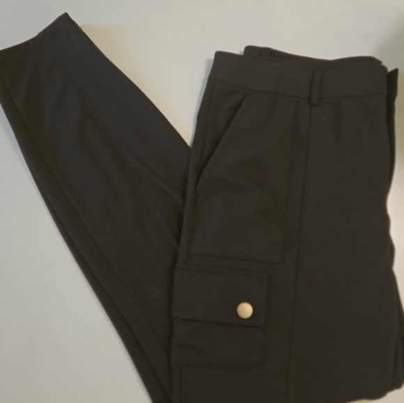 HALARA Black Pants with Gold Button Day Stretch High Waisted Zipper Pockets - Picture 4 of 6